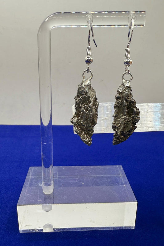 Aletai Meteorite Earings, Meteorite Earings, Fishhook, Handmade Earings, Space Jewelry, Dangle Earrings, Handmade Earrings, 7.43 grams