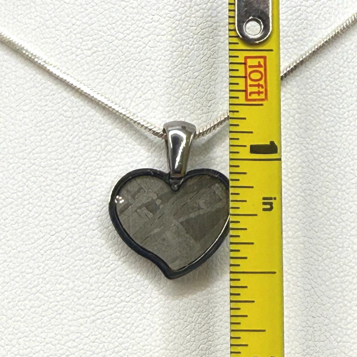 Muonionalusta Meteorite Sweetheart Pendant, Heart Shaped Pendant, Stainless Steel Pendant, Space Gift, Valentines Day Pendant, 2.24g
