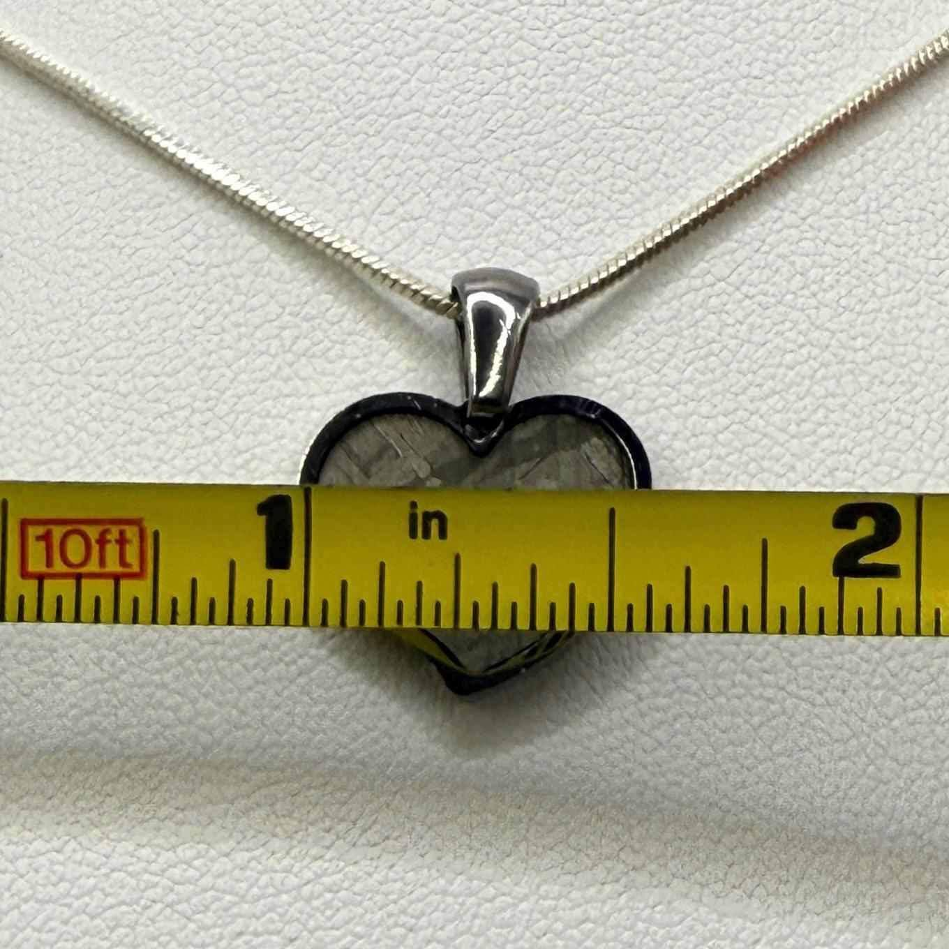 Muonionalusta Meteorite Sweetheart Pendant, Heart Shaped Pendant, Stainless Steel Pendant, Space Gift, Valentines Day Pendant, 2.24g