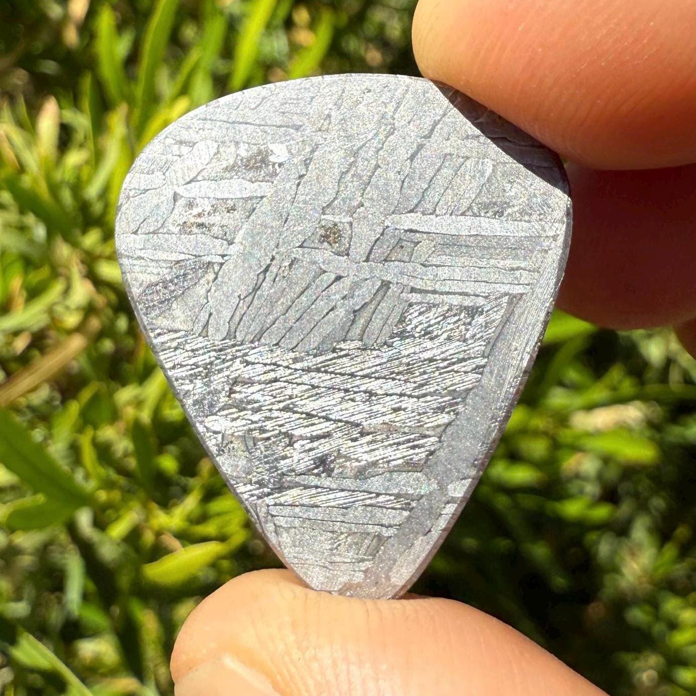 Aletai Meteorite Guitar Pick, Etched & Polished, 7.61g, Authentic Iron Meteorite, Truly Out of This World, Unique Music Gift, Astronomy Gift