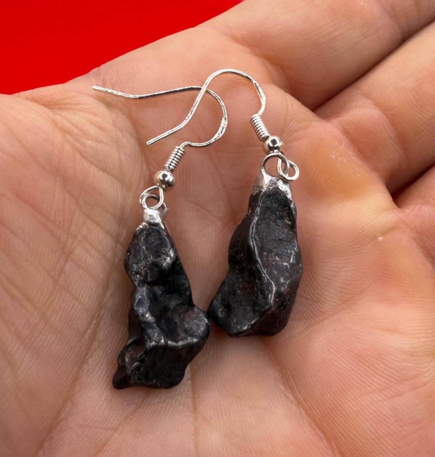 Agoudal Meteorite Earrings, Agoudal, Astronomy Gift, Space Gift, Iron Meteorite, Dangle Earrings, Authentic Iron Meteorite, 9.94 Grams