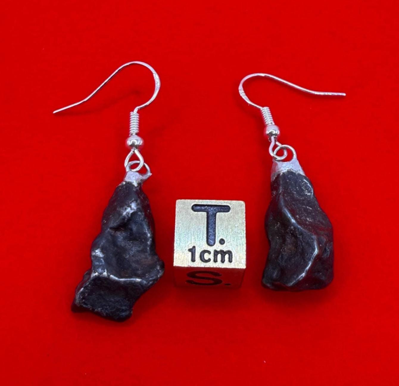 Agoudal Meteorite Earrings, Agoudal, Astronomy Gift, Space Gift, Iron Meteorite, Dangle Earrings, Authentic Iron Meteorite, 9.94 Grams
