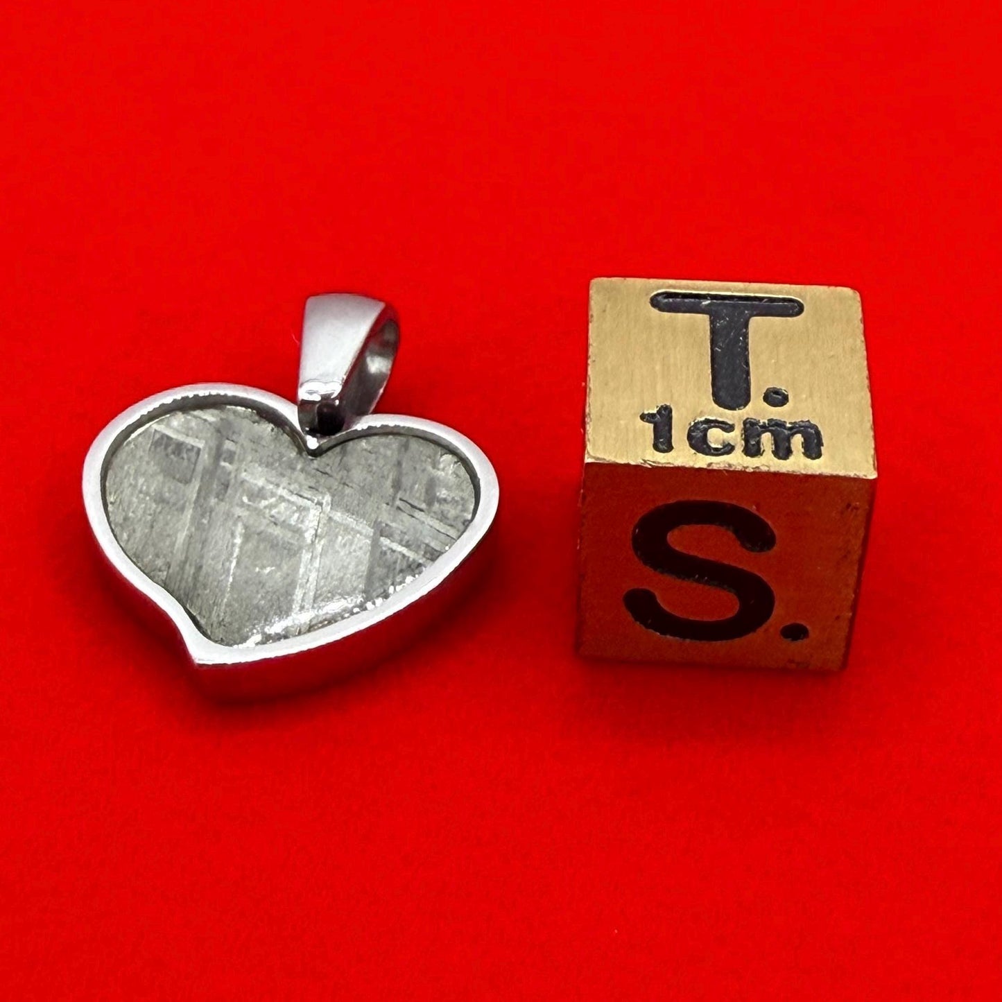 Muonionalusta Meteorite Sweetheart Pendant, Heart Shaped Pendant, Stainless Steel Pendant, Space Gift, Cosmic Pendant, 2.16 grams