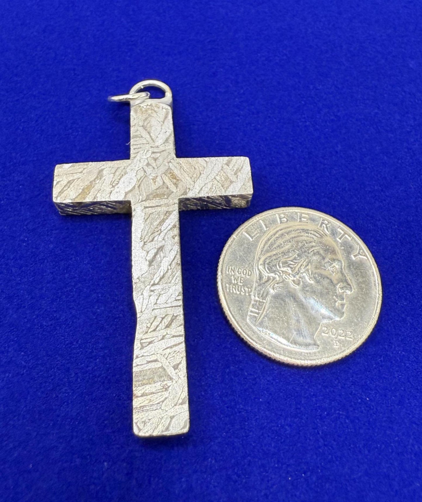 Handmade Aletai Meteorite Cross Pendant, Cosmic Cross, Cosmic Jewelry, 17.72g, Widmanstätten Pattern, Rare Iron Meteorite Jewelry
