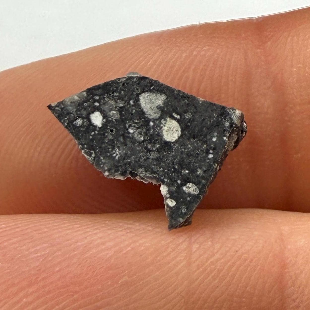 NWA 17679 Lunar Meteorite Slice, Rare Feldspathic Breccia Lunar, Mauritania, Africa, Moon Rock, Astronomy Gift, 0.34 grams