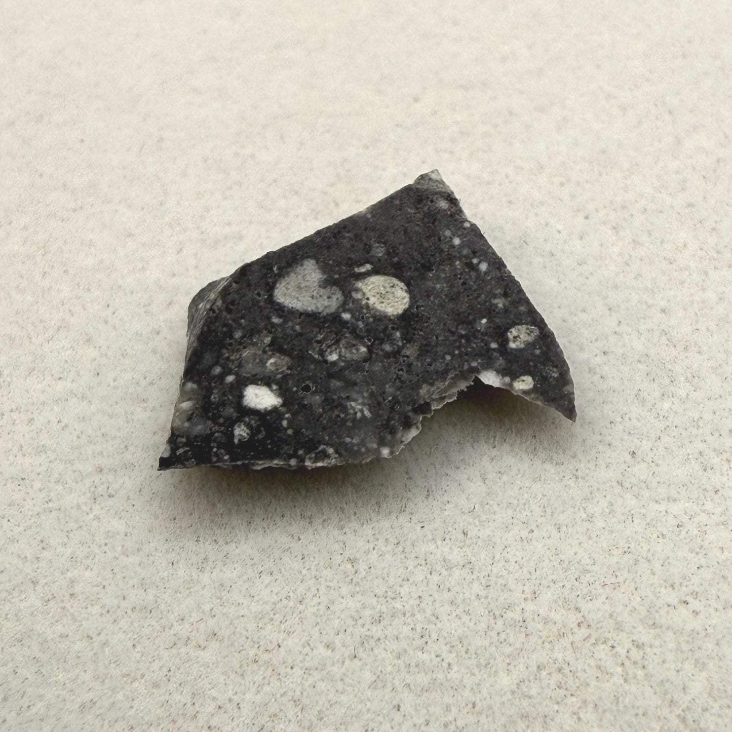 NWA 17679 Lunar Meteorite Slice: Feldspathic Breccia Moon Rock, 0.34g