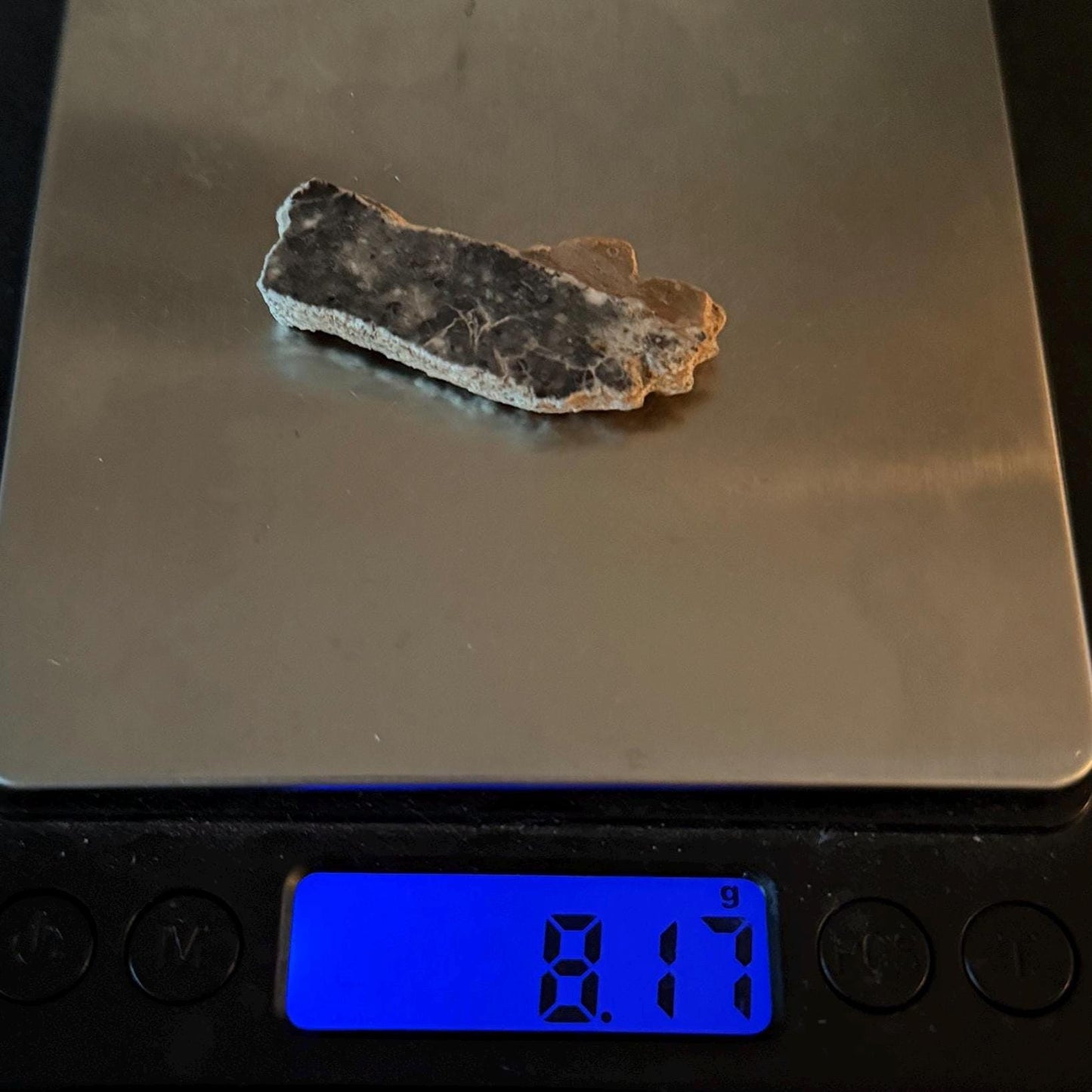 NWA 15373 Moon/Lunar Meteorite Slice, Feldspathic Breccia, Moon Meteorite, Meteorite Collection, Lunar Feldspathic Breccia, 8.17 grams