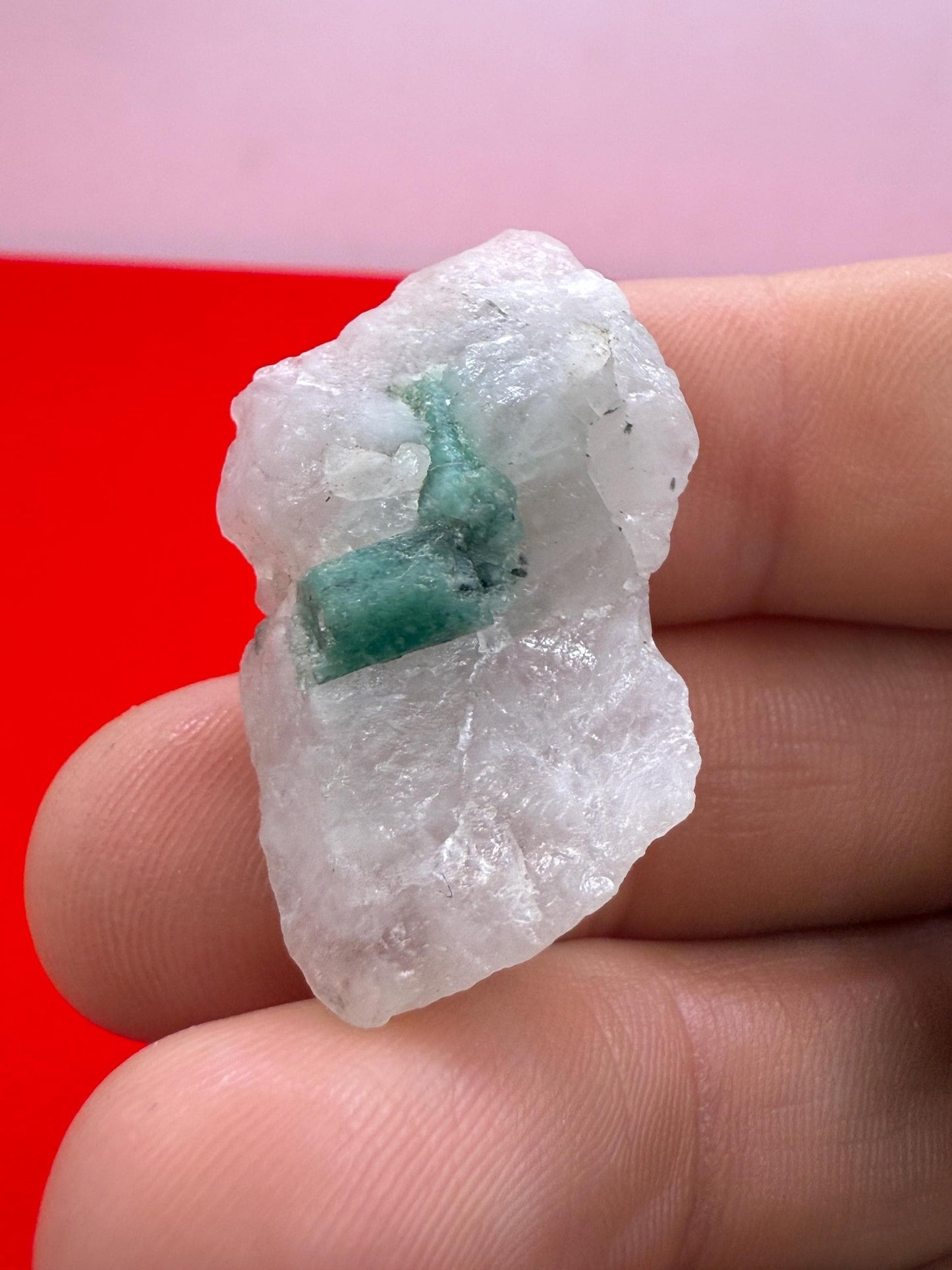 Rough Emerald on Quartz Matrix, Bahia, Brazil Emerald Stone, Brazilian Emerald, Heart Chakra, Brazilian Emerald, 7.70 grams