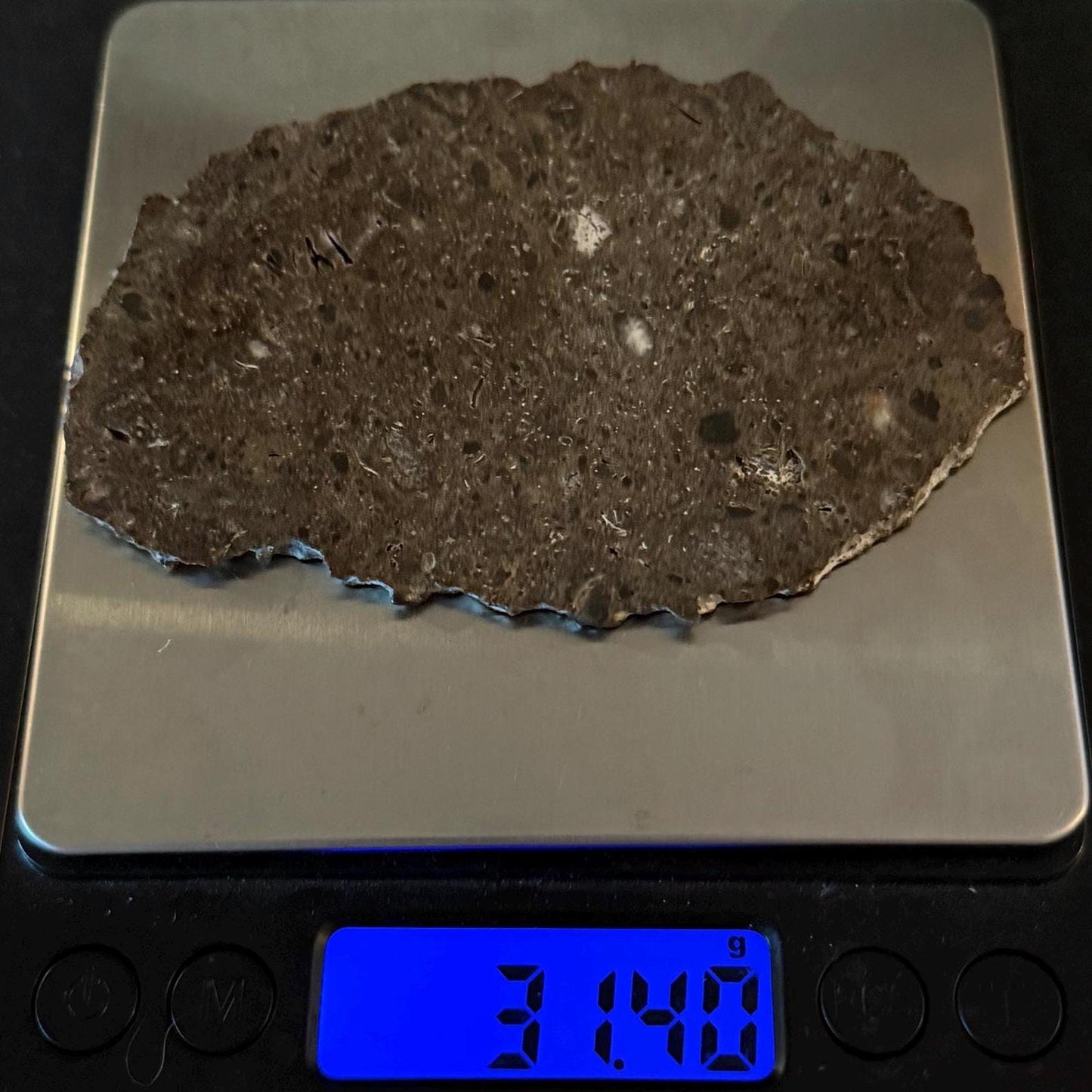 Rare Oued El Hameen 001 Lunar Meteorite Slice – 31.40g Aqueously Altered Moon Rock