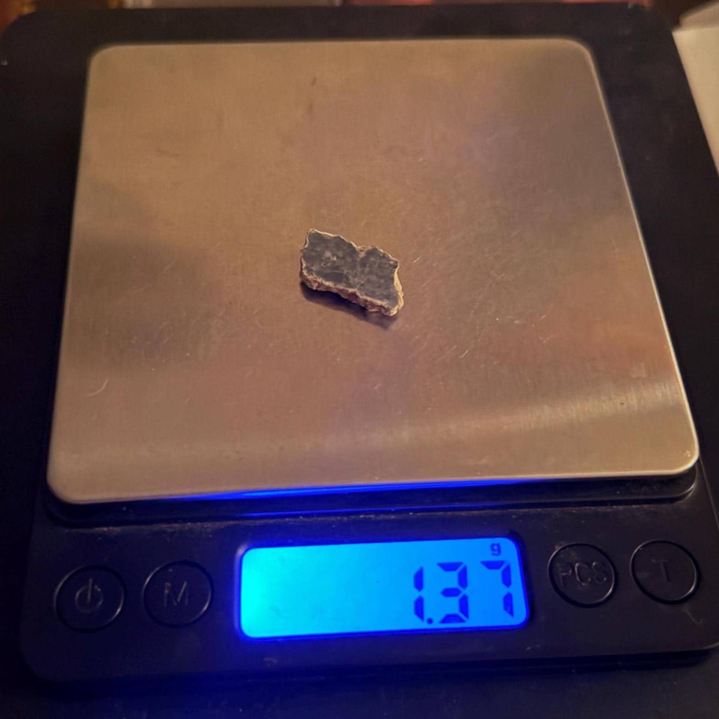 Polished NWA 15373 Lunar Meteorite Slice: 1.37 gram Feldspathic Breccia