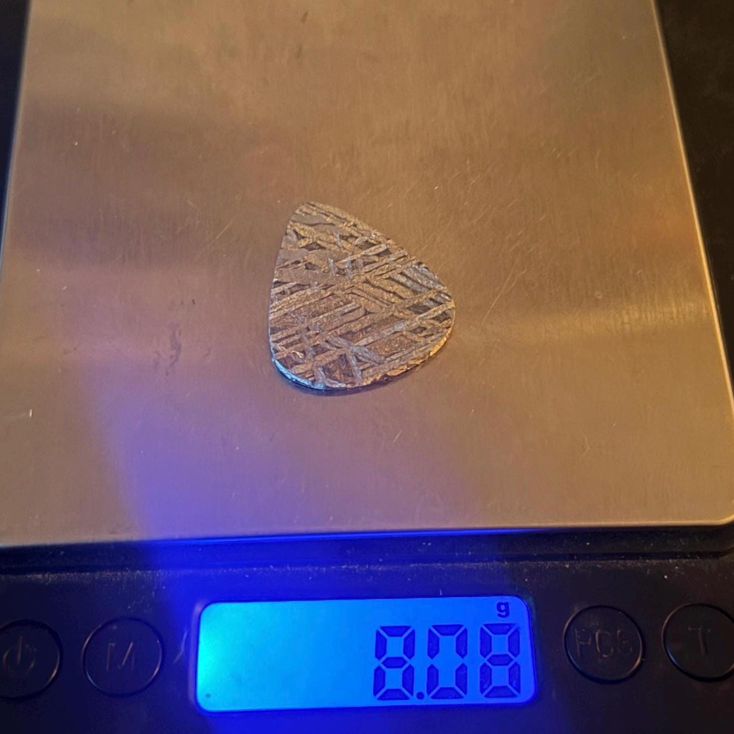 Aletai Meteorite Guitar Pick: Etched Iron, Unique Astronomy Gift, 8.08 grams