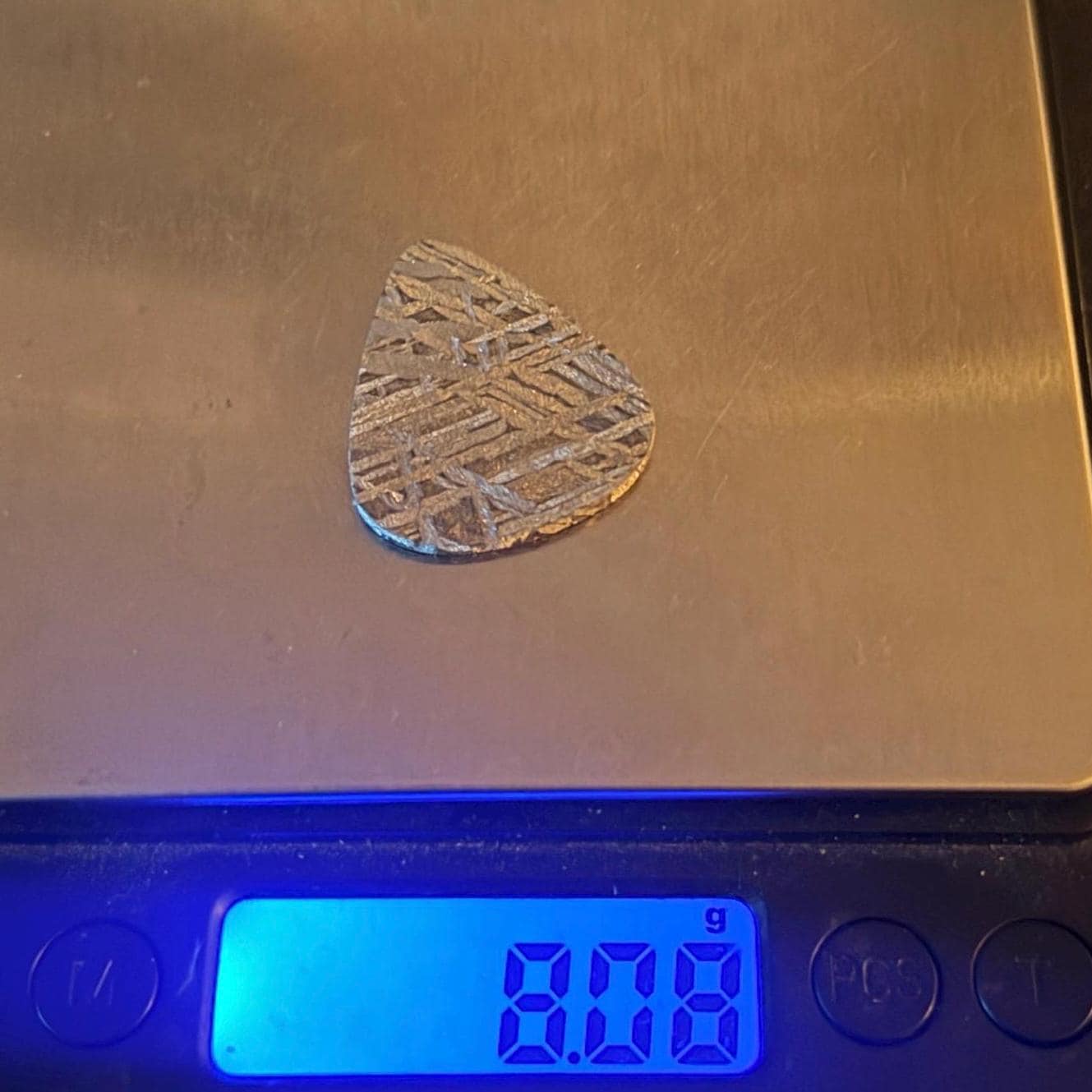 Aletai Meteorite Guitar Pick: Etched Iron, Unique Astronomy Gift, 8.08 grams