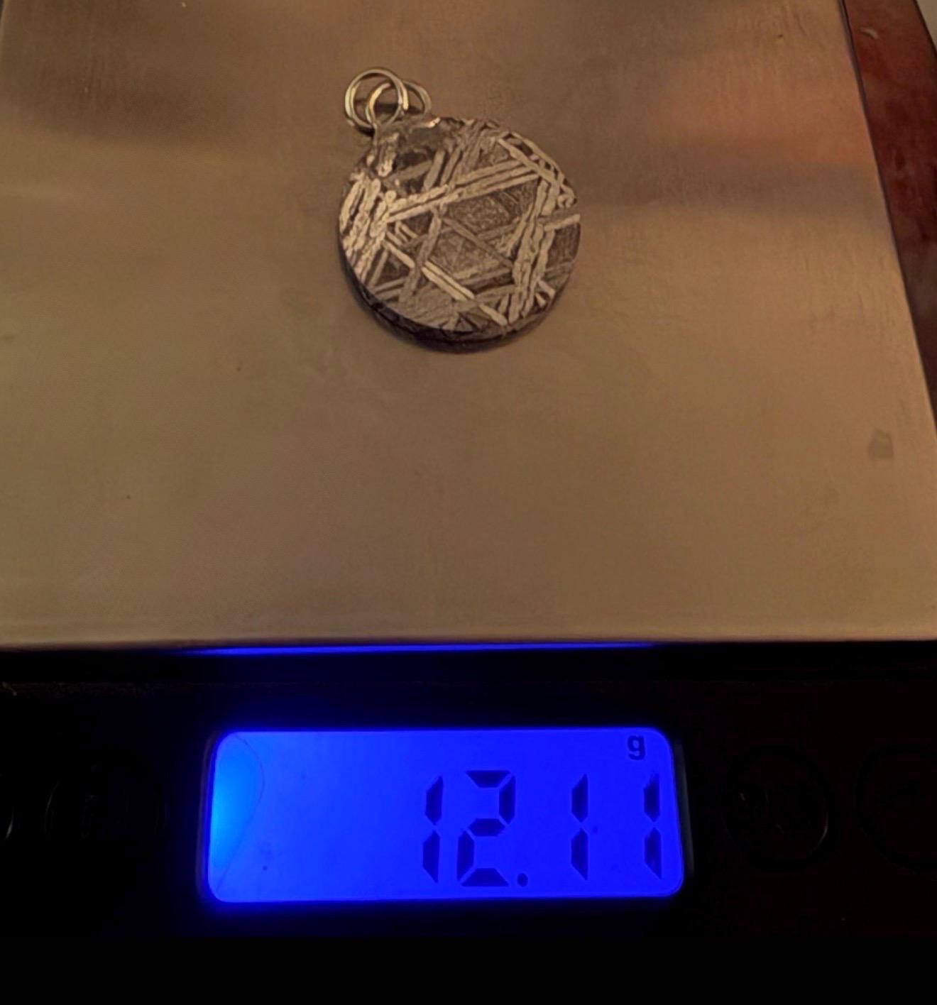 Aletai Meteorite Pendant, Space Jewelry, Etched Iron Widmanstätten 12.11g