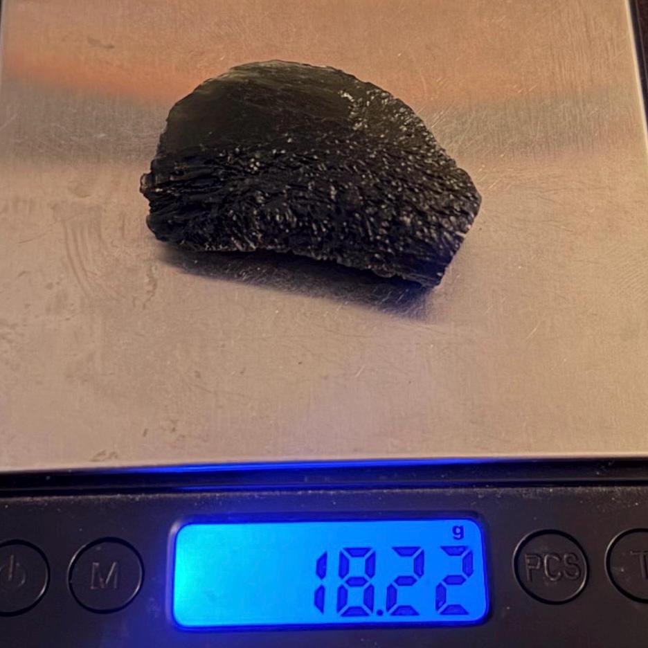 Authentic Moldavite Tektite Specimen, Reiki Healing Crystal, 18.22g/91.1ct