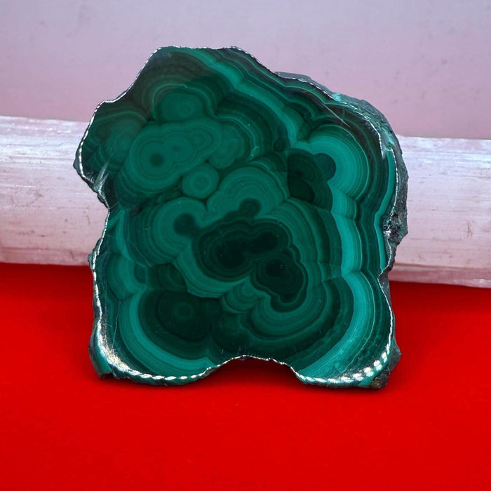 Polished Malachite Slice: Healing Crystal, Heart Chakra Stone, 49.85 grams