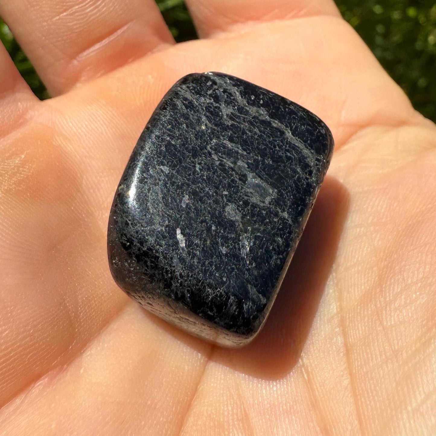 Greenland Nuummite Stone: Reiki Healing Crystal with Macrame Necklace, 19.93g