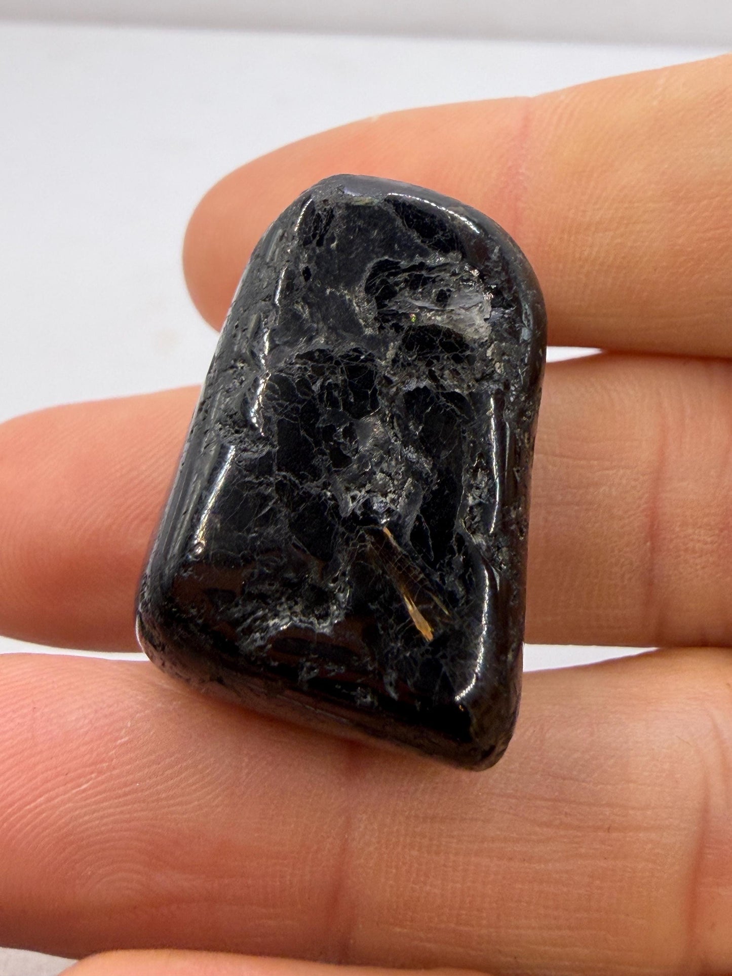 Greenland Nuummite Stone: Reiki Grounding Gemstone, 21.71 grams