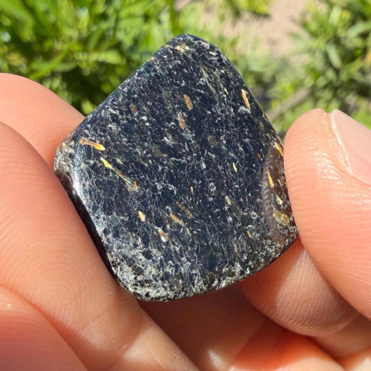 Greenland Nuummite Stone: Reiki Healing Crystal with Macrame Necklace, 8.27g
