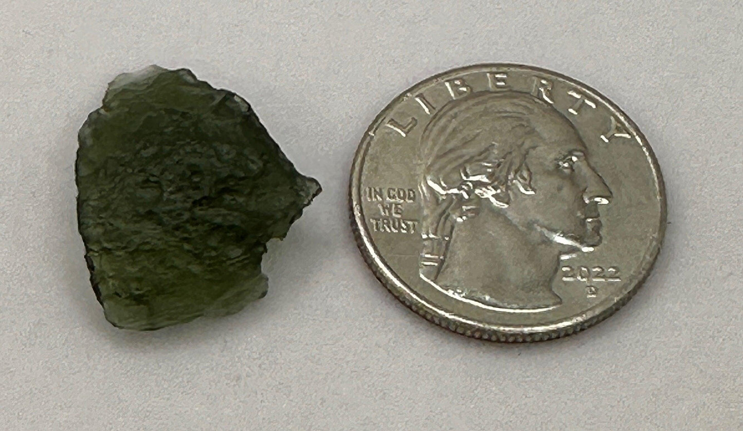Authentic Moldavite Tektite Specimen: 2.78 grams, Reiki Talisman