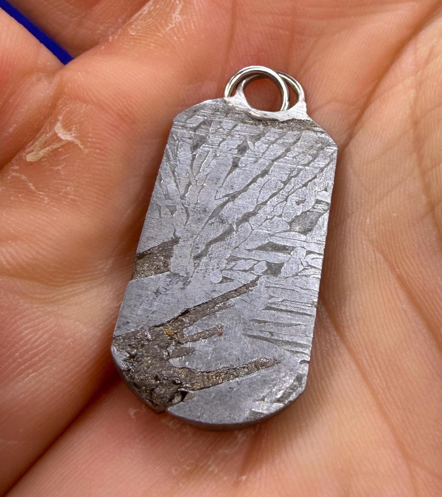 Aletai Meteorite Pendant, Space Jewelry, Etched Iron Widmanstätten 8.80g