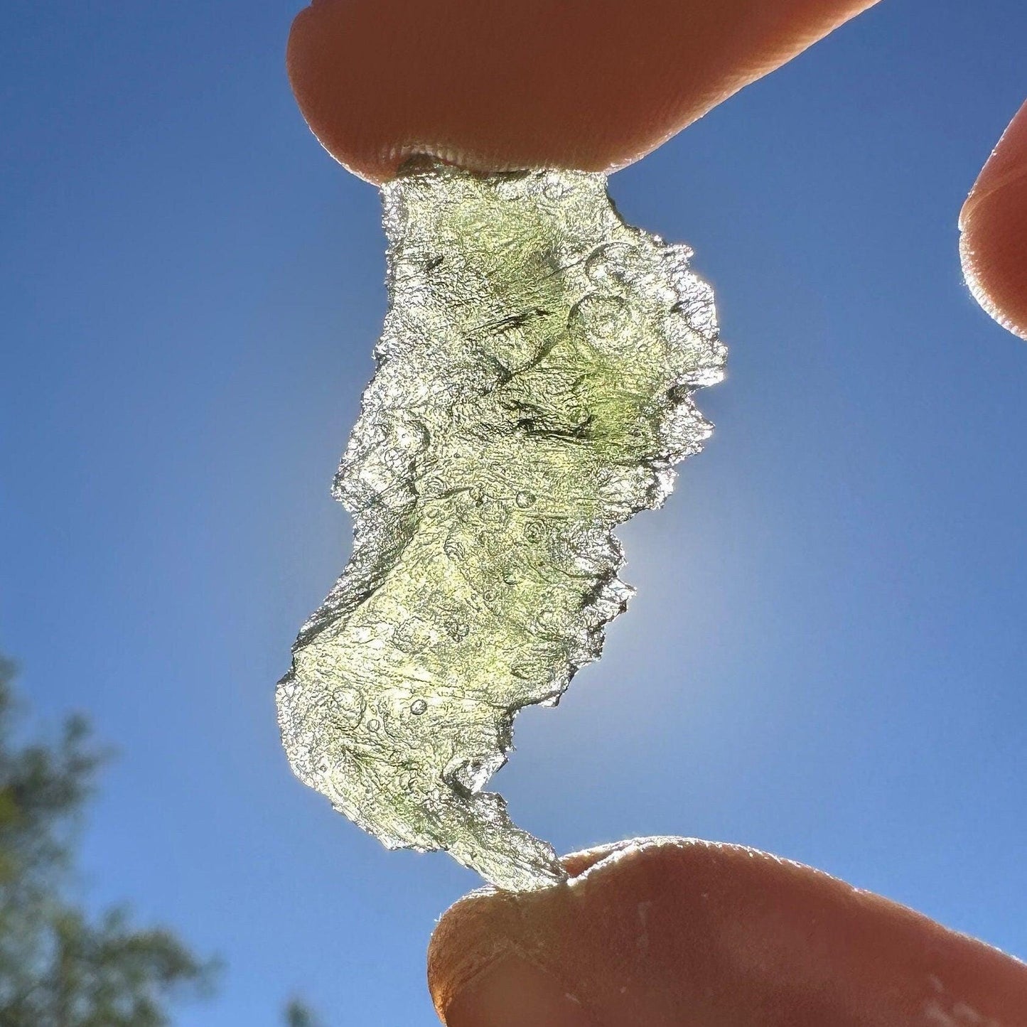 Moldavite Tektite Specimen, Forest Green Crystal (2.90 grams)