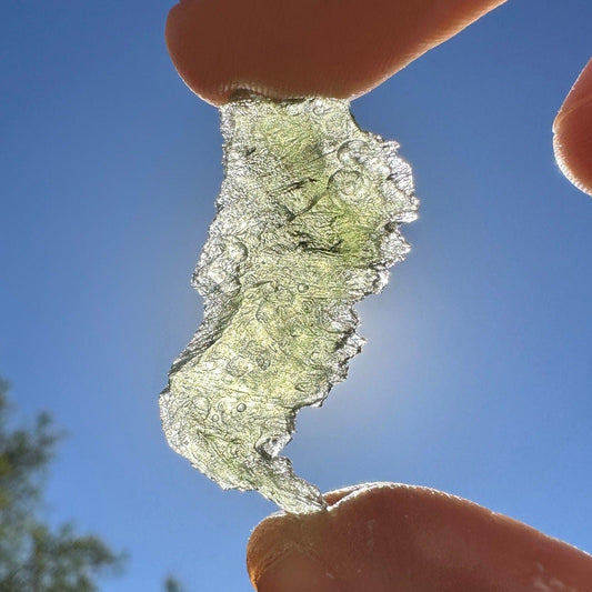 Moldavite Tektite Specimen, Forest Green Crystal (2.90 grams)