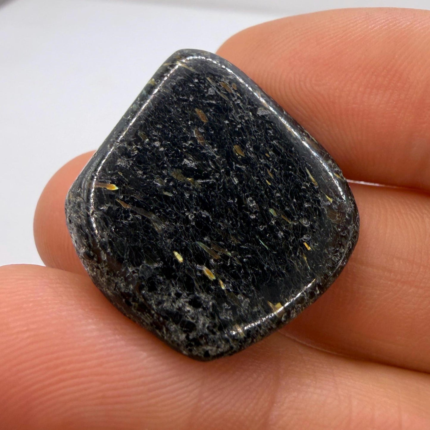 Greenland Nuummite Stone: Reiki Healing Crystal with Macrame Necklace, 8.27g