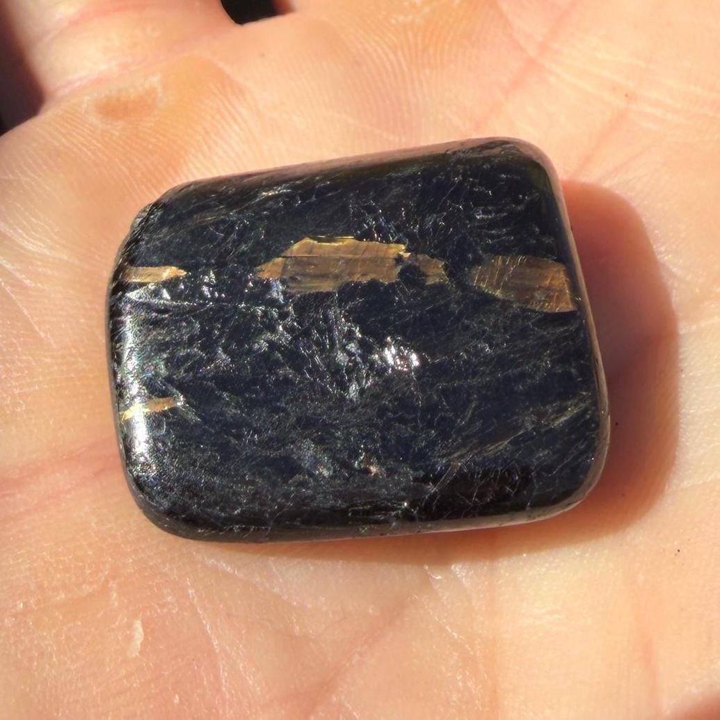 Fiery Flash Nuummite Stone: Greenland Sorcerer's Gem, Macrame Necklace