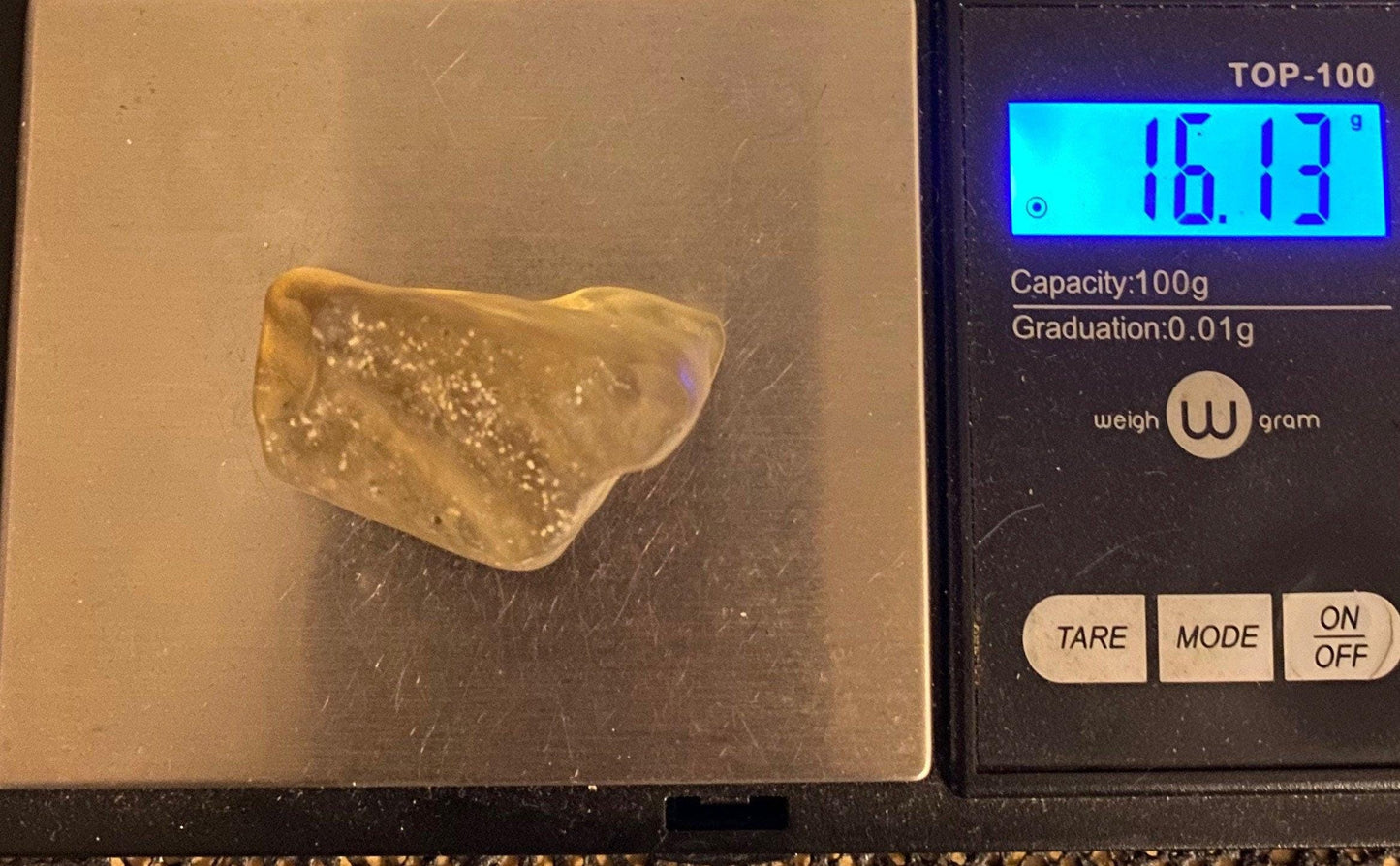Libyan Desert Glass Tektite: Golden Green Talisman with Sand, 16.13 grams