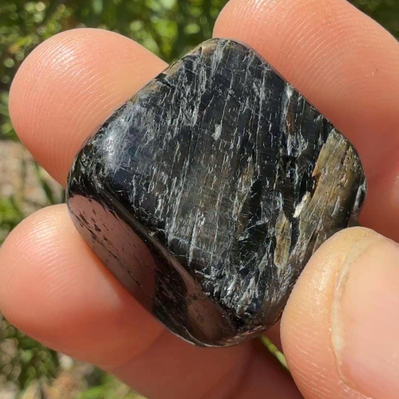 Greenland Nuummite Stone: Reiki Grounding Gemstone, 23.09 grams