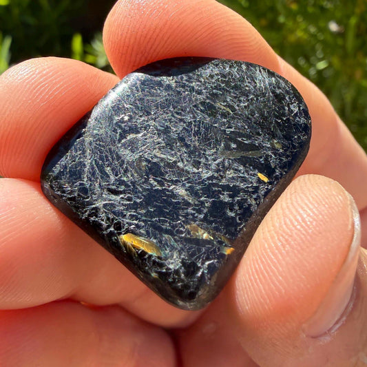 Greenland Nuummite Stone: Reiki Healing Stone, Protection Talisman, 8.53 grams