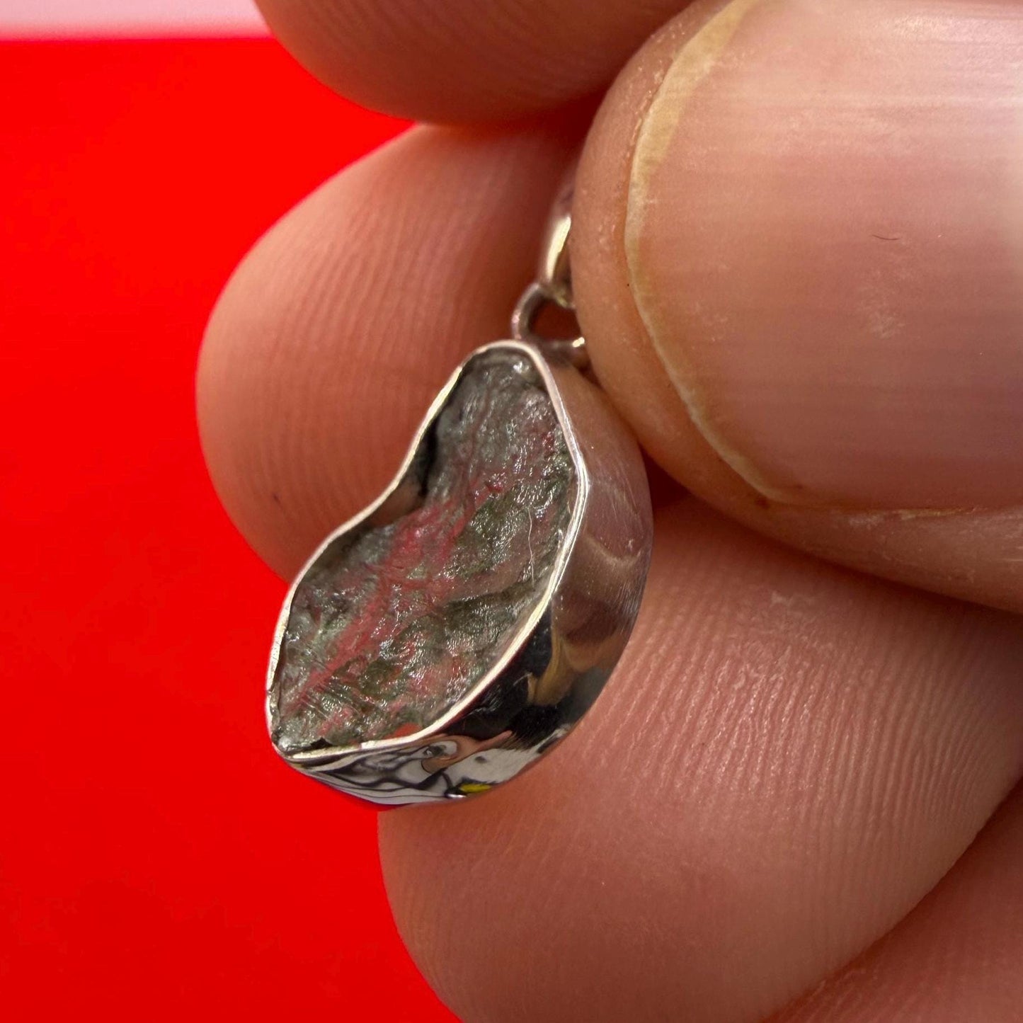 Authentic Moldavite Tektite Pendant: Czech Republic, Reiki Energy, 1.32 gram
