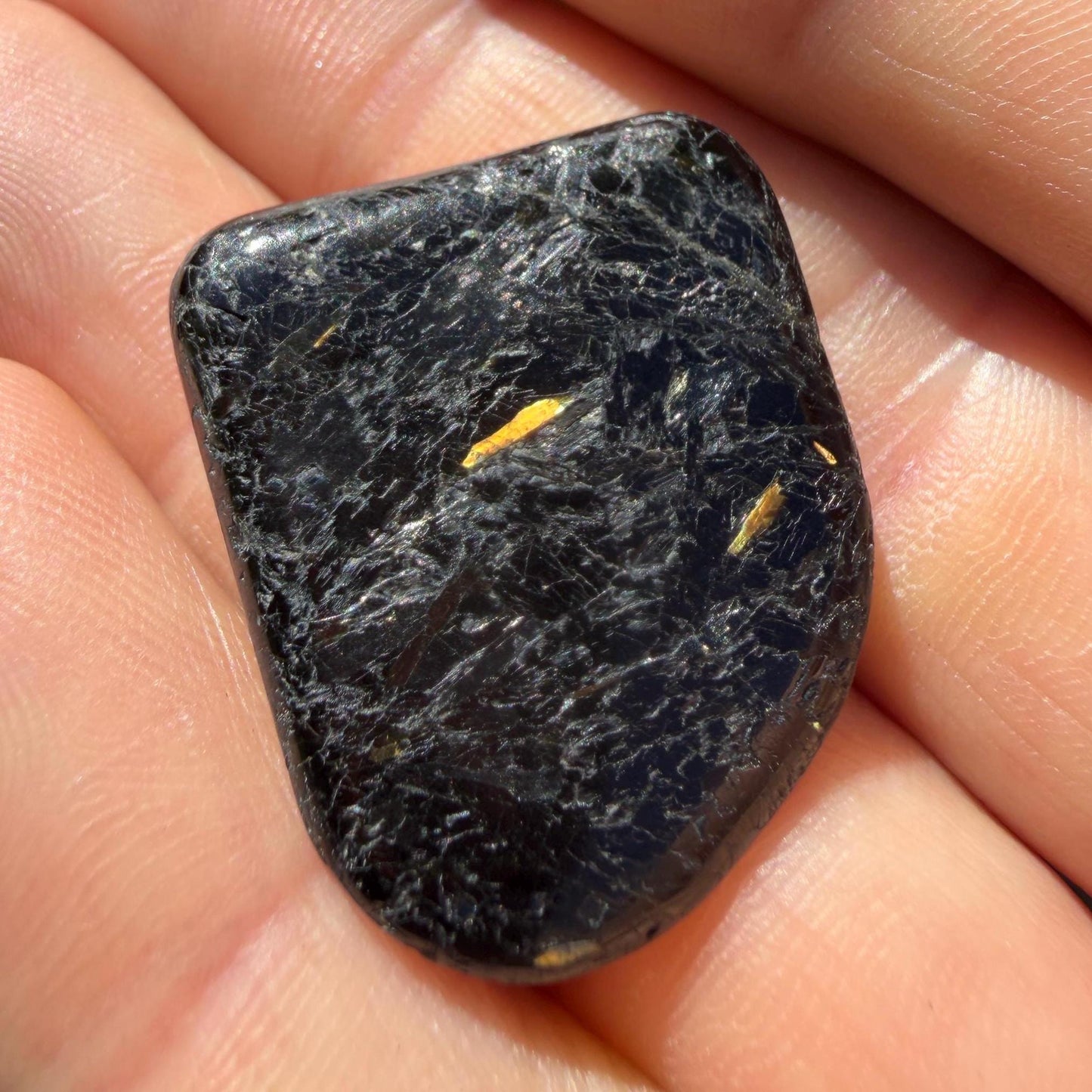 Greenland Nuummite Stone: Reiki Healing Stone, Protection Talisman, 8.53 grams