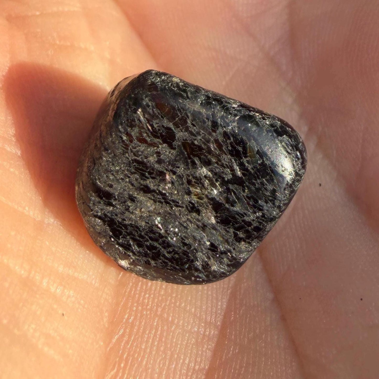 Greenland Nuummite Stone: Reiki Healing Stone, Protection Talisman, 5.25 grams