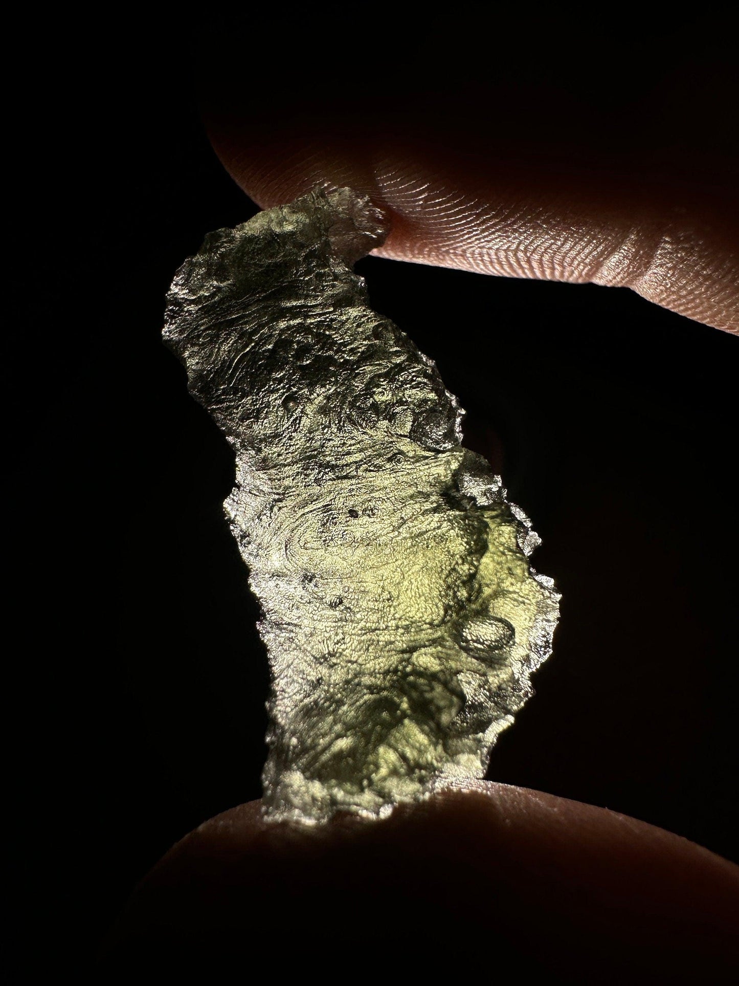 Moldavite Tektite Specimen, Forest Green Crystal (2.90 grams)
