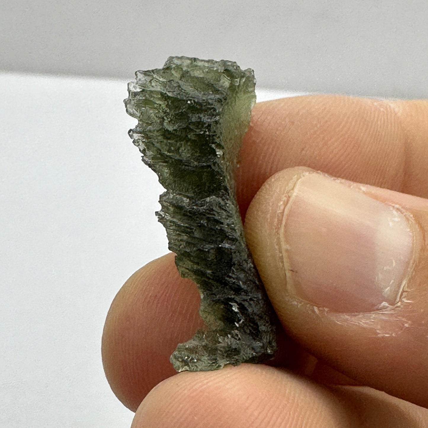 Moldavite Tektite Specimen, Forest Green Crystal (2.90 grams)