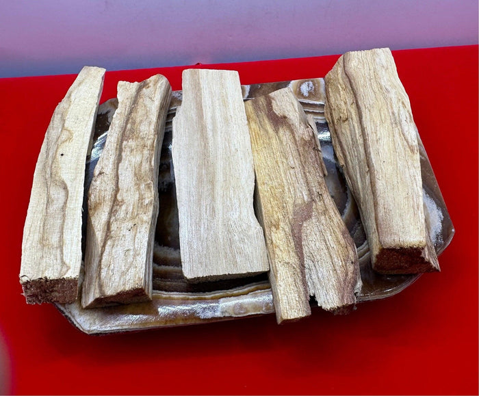 Aragonite Plate with Palo Santo Smudge Sticks: Energy Cleansing Set