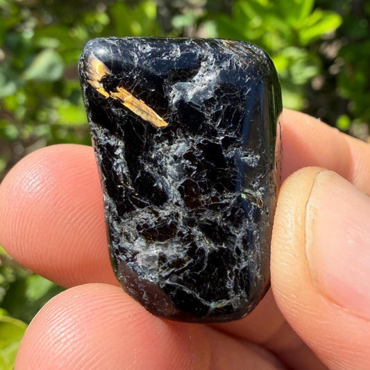 Greenland Nuummite Stone: Reiki Grounding Gemstone, 21.71 grams