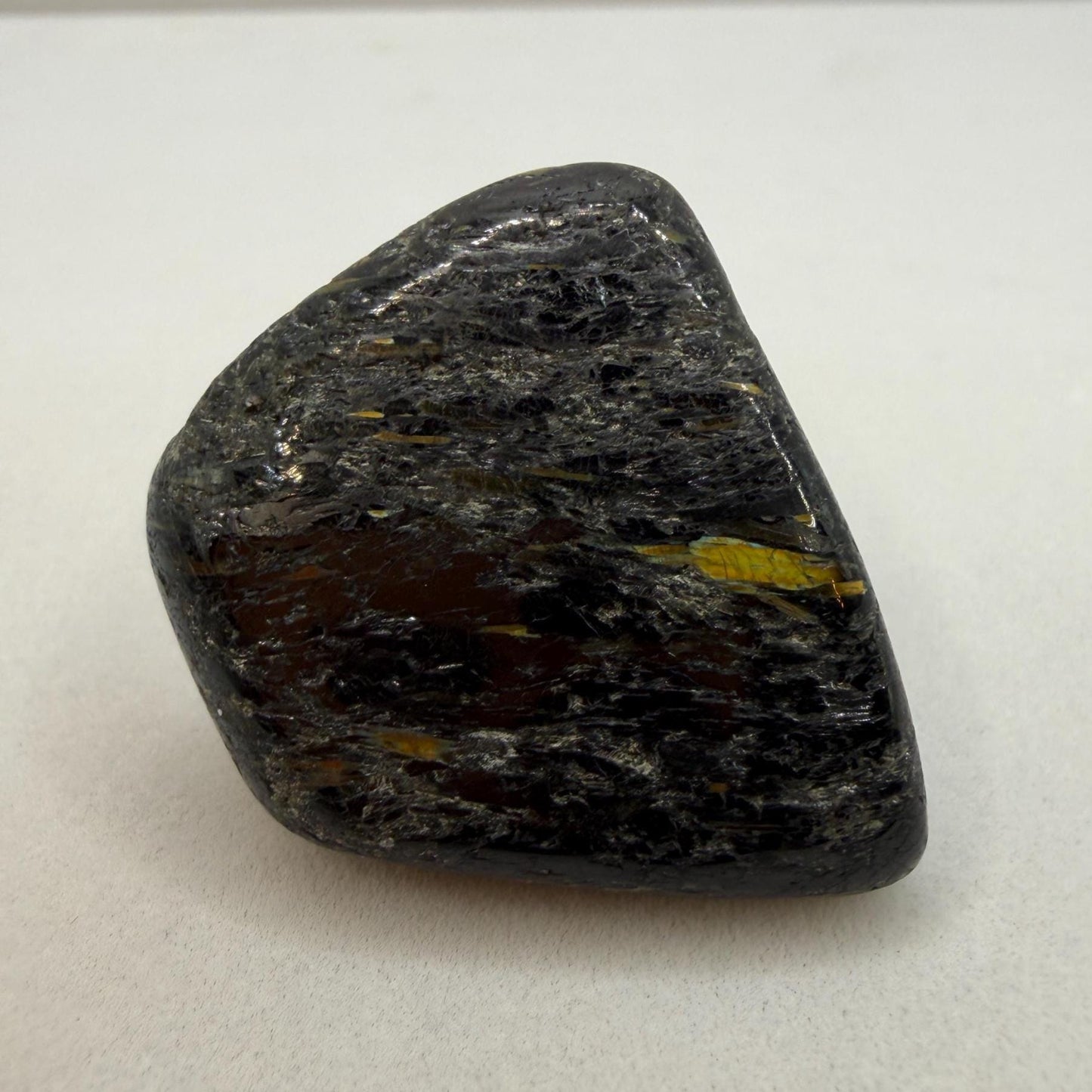 Nuummite Stone: Greenland Gemstone with Macrame Necklace and Display, Talisman, 20.35 grams