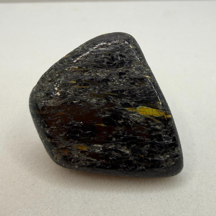 Nuummite Stone: Greenland Gemstone with Macrame Necklace and Display, Talisman, 20.35 grams