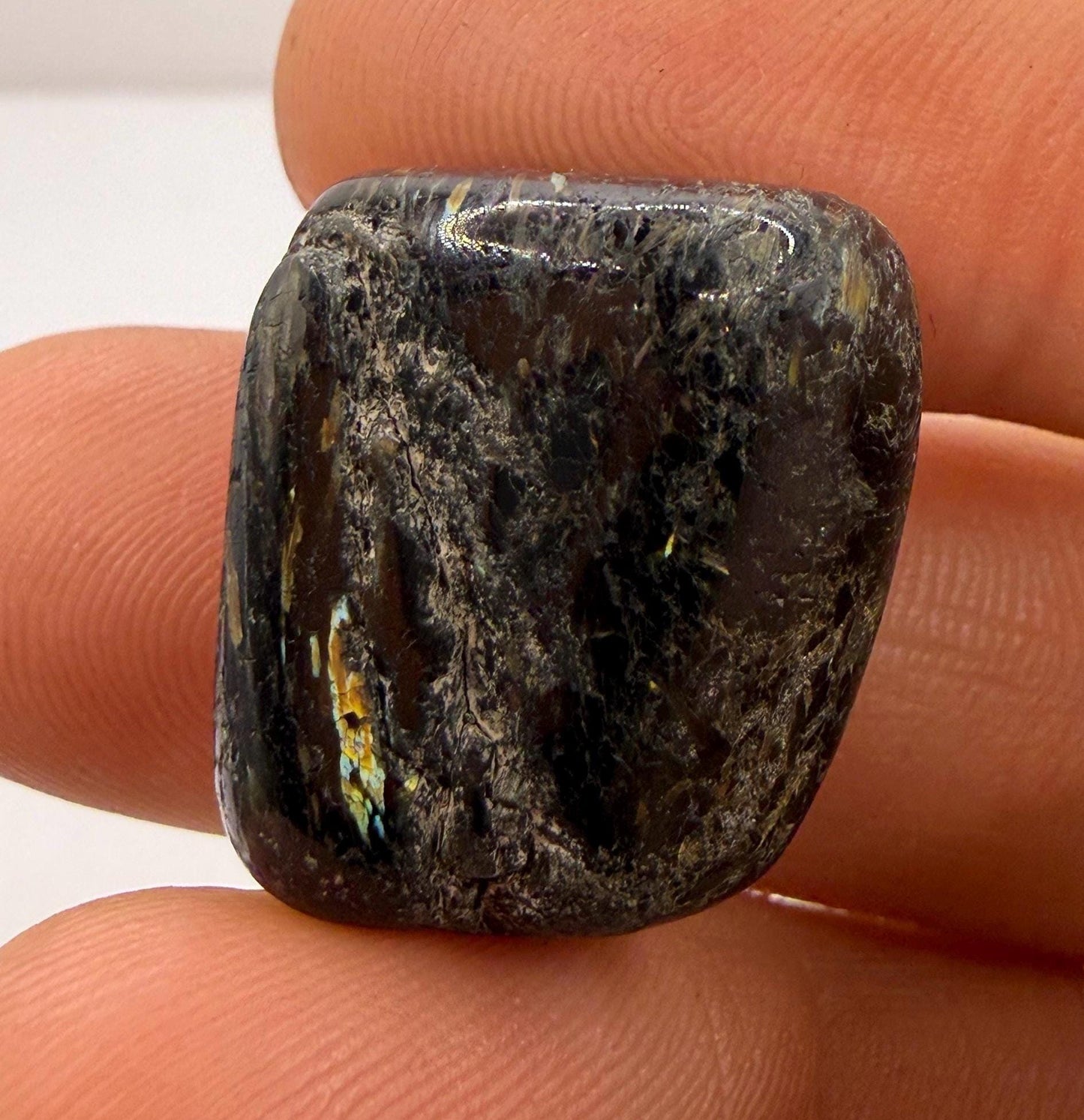 Greenland Nuummite Stone: Reiki Healing Stone, Protection Talisman, 9.75 grams