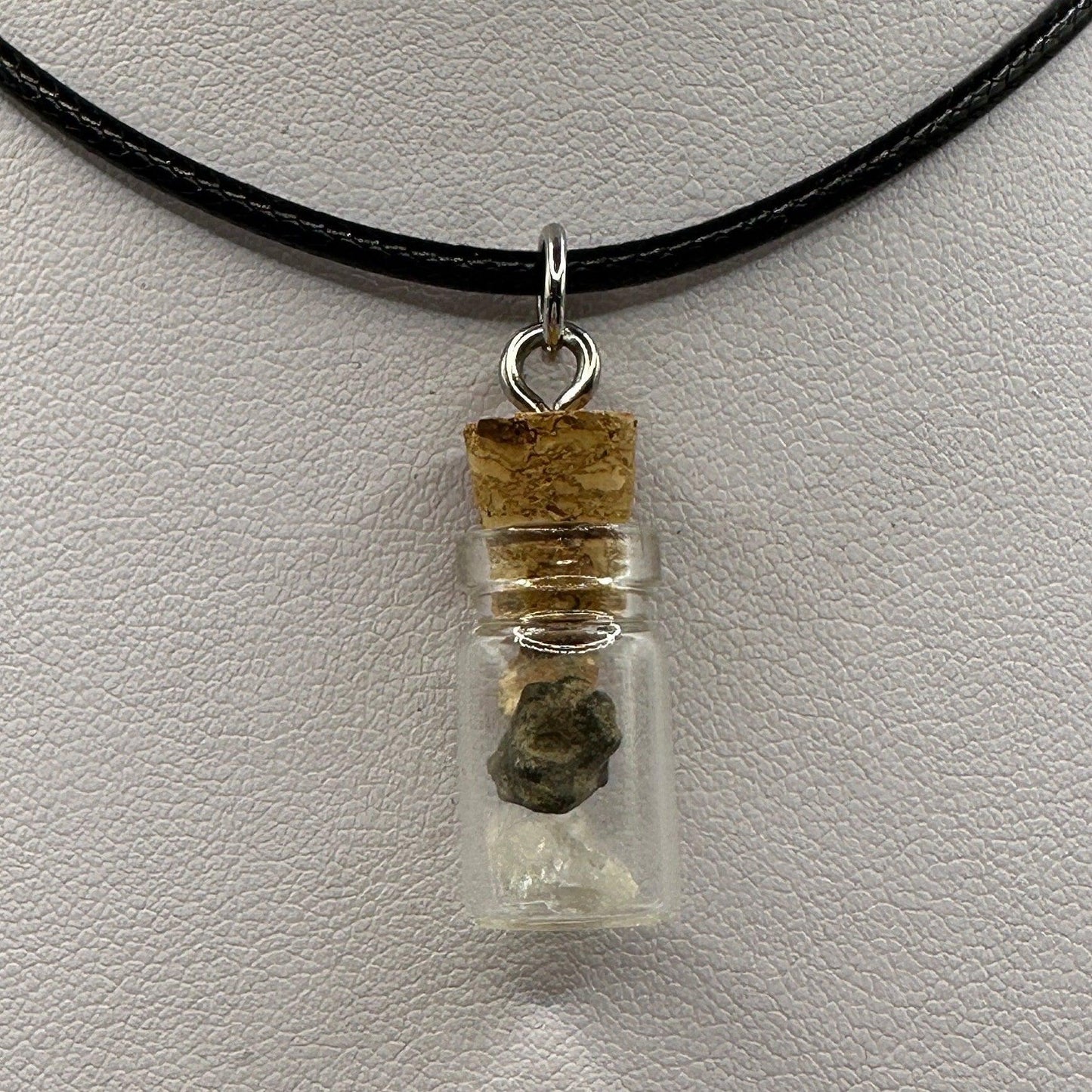 Moon Mars Earth Meteorite Pendant: Bechar 007, Shergottite, Phenacite