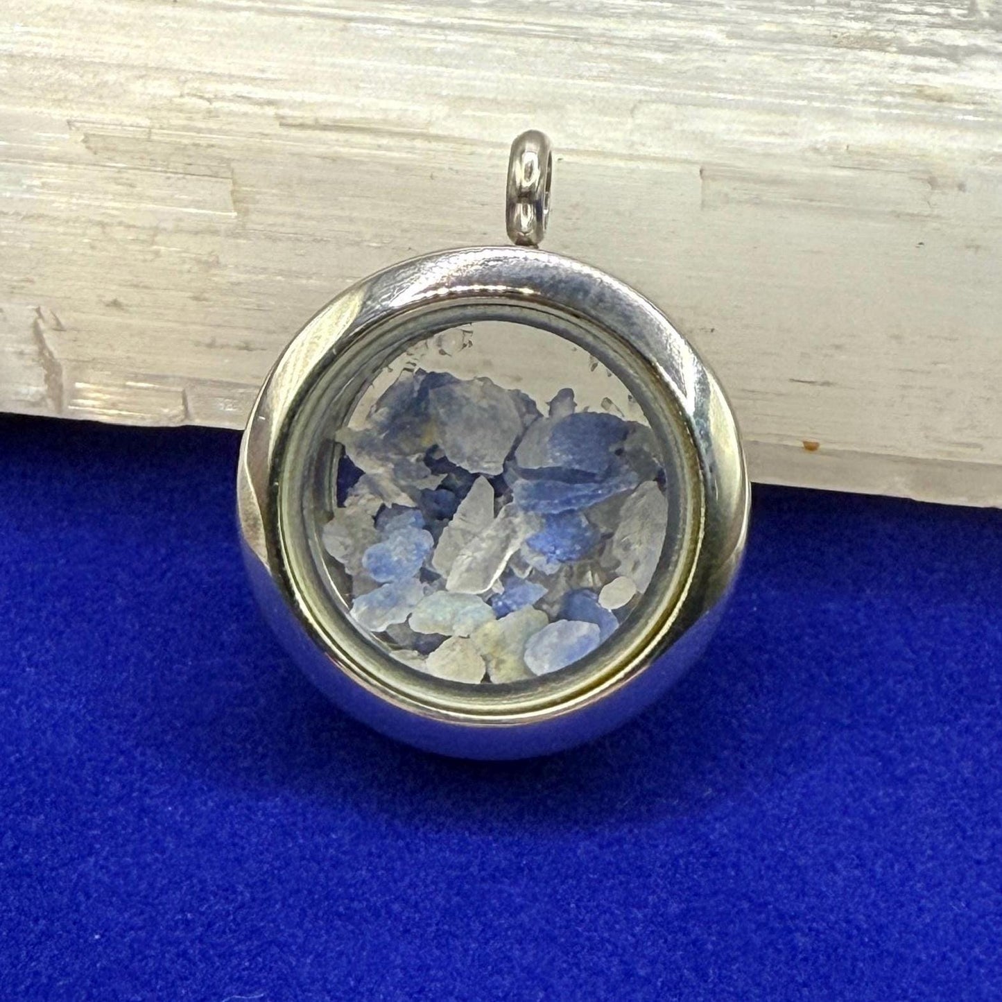 Dumortierite Crystal Pendant: Bahia Brazil Stone, Stainless Steel Pendant