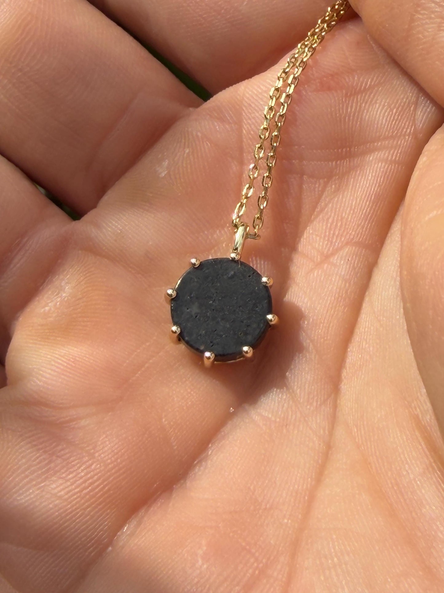 Lunar Meteorite Pendant NWA 14041 Moon Rock Necklace Gold Silver, 1.45 grams