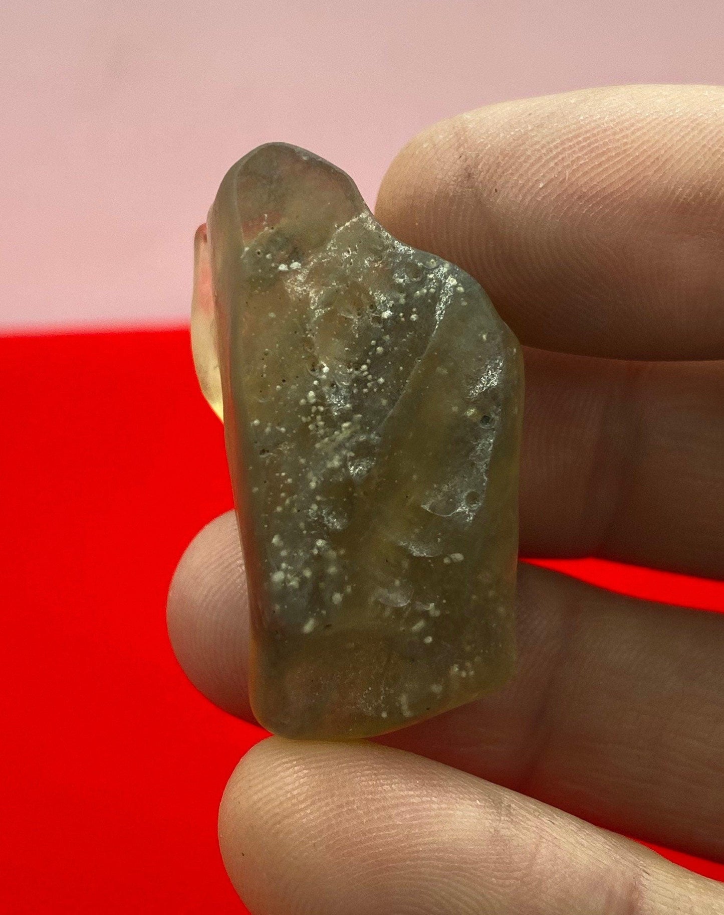 Libyan Desert Glass Tektite: Golden Green Talisman with Sand, 16.13 grams