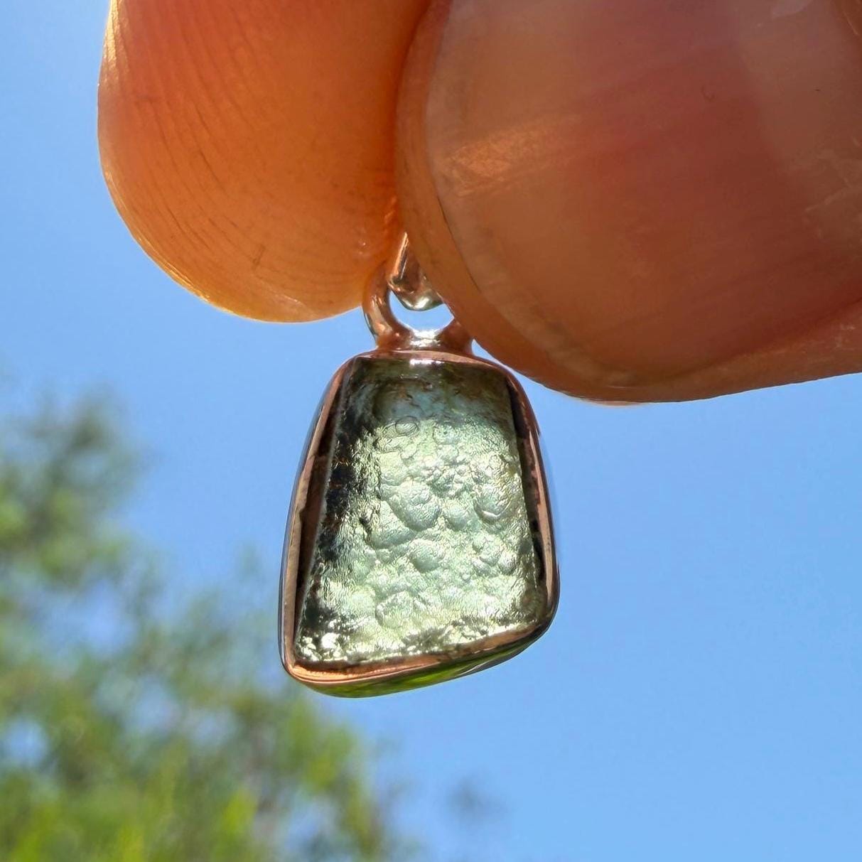 Authentic Moldavite Tektite Pendant: Czech Republic, Reiki Energy, 1.55 gram