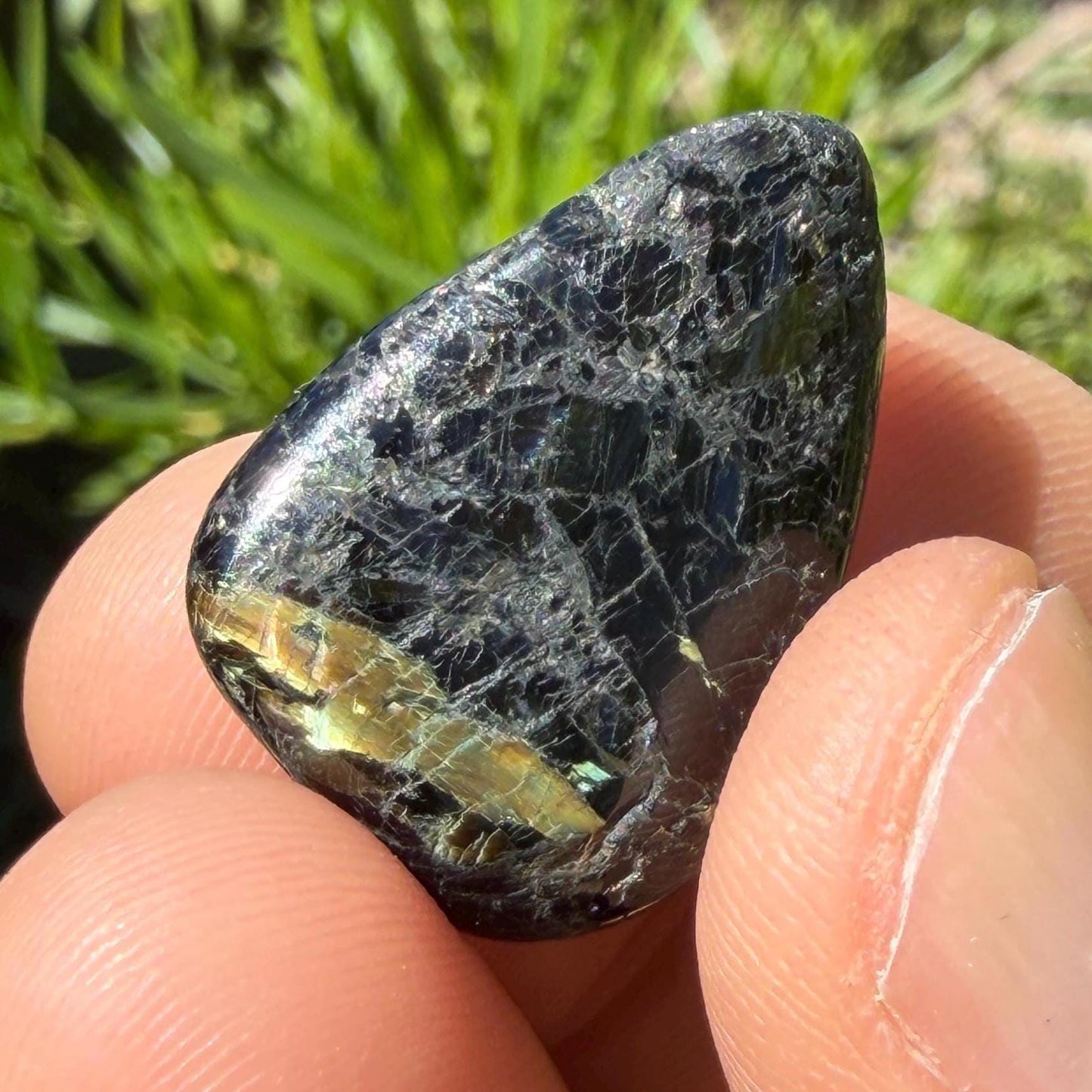 Greenland Nuummite Stone: Reiki Healing Stone, Protection Talisman, 6.91 grams