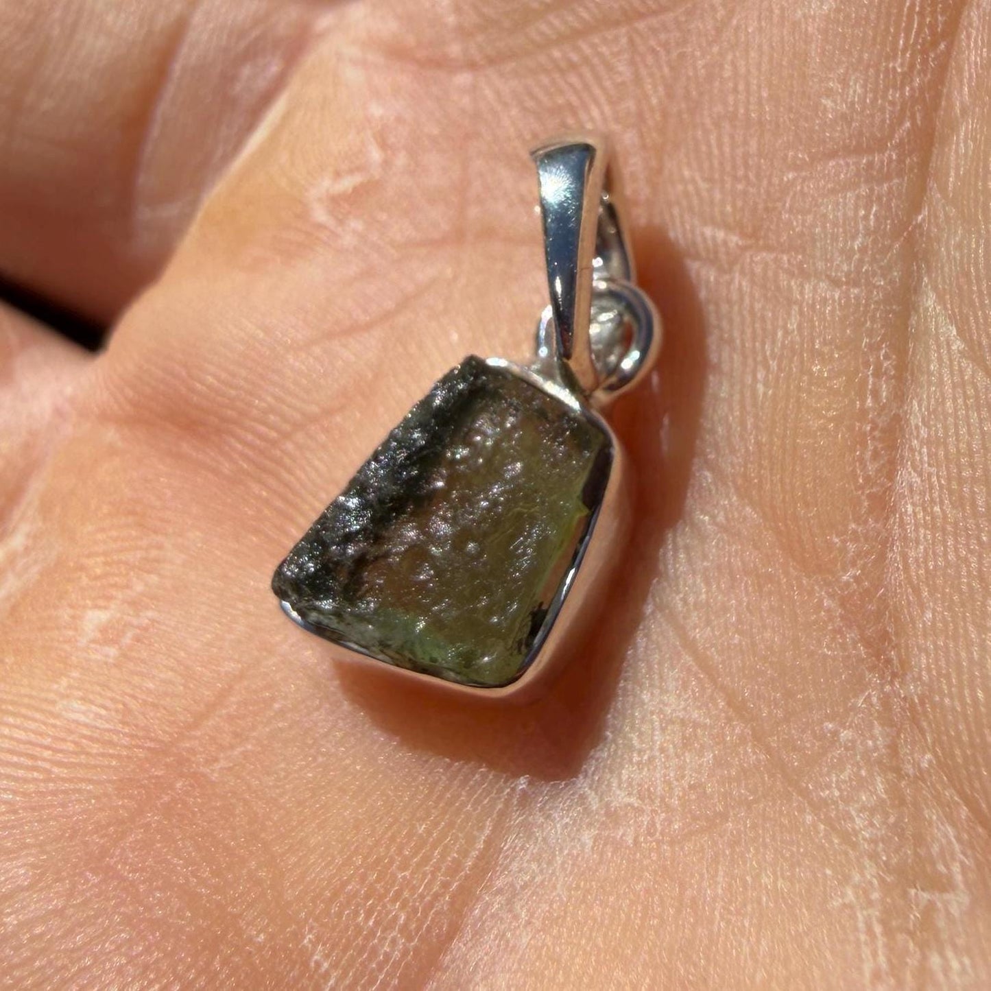 Authentic Moldavite Tektite Pendant: Czech Republic, Reiki Energy, 1.55 gram
