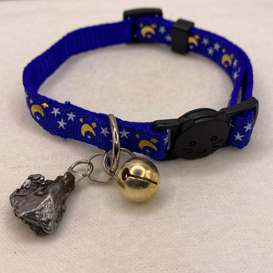 Meteorite Cat Collar: Moon and Stars, Argentinian Campo del Cielo Meteorite, 16 grams