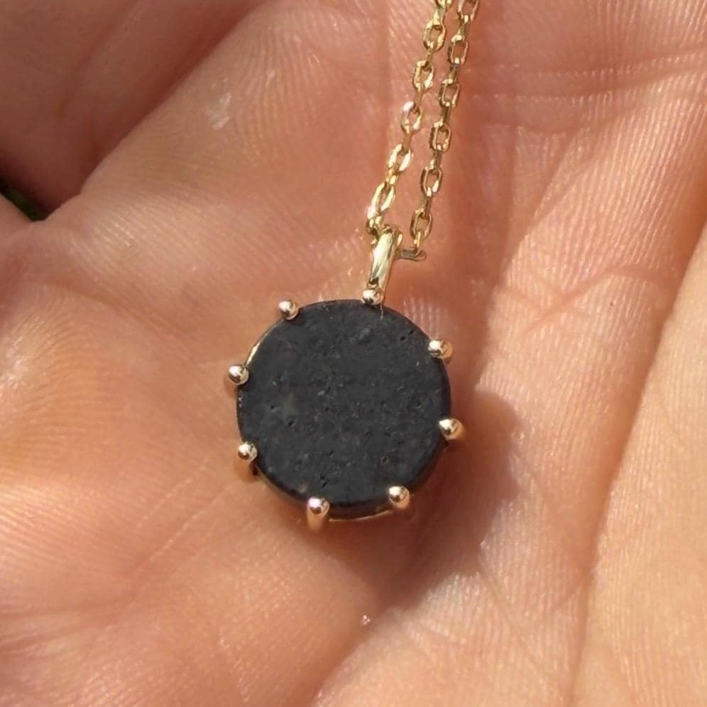 Lunar Meteorite Pendant NWA 14041 Moon Rock Necklace Gold Silver, 1.45 grams
